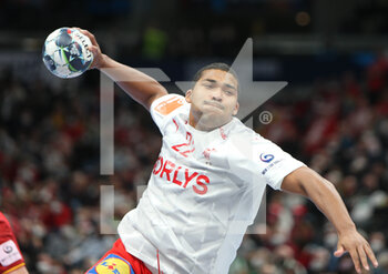 2022-01-28 - Mads Mensah of Denmark during the EHF Euro 2022, Semi Final Handball match between Spain and Denmark on January 28, 2022 at Budapest Multifunctional Arena in Budapest, Hungary - EHF EURO 2022, SEMI FINAL - SPAIN AND DENMARK - HANDBALL - OTHER SPORTS