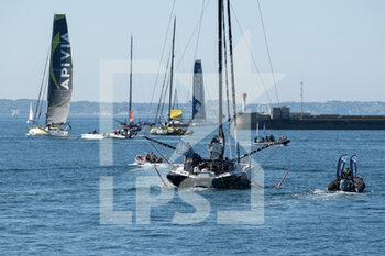 2022-05-09 - Kojiro Shiraishi, DMG MORI GLOBAL ONE during the start of the Guyader Bermudes 1000 Race, IMOCA Globe Series sailing race on May 8, 2022 in Brest, France - GUYADER BERMUDES 1000 RACE, IMOCA GLOBE SERIES SAILING RACE - SAILING - OTHER SPORTS