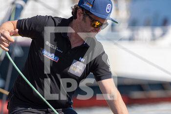 2022-05-09 - Arnaud Boissières, LA MIE CÂLINE during the start of the Guyader Bermudes 1000 Race, IMOCA Globe Series sailing race on May 8, 2022 in Brest, France - GUYADER BERMUDES 1000 RACE, IMOCA GLOBE SERIES SAILING RACE - SAILING - OTHER SPORTS