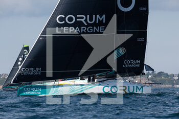2022-05-09 - Nicolas Troussel, CORUM L'Épargne during the start of the Guyader Bermudes 1000 Race, IMOCA Globe Series sailing race on May 8, 2022 in Brest, France - GUYADER BERMUDES 1000 RACE, IMOCA GLOBE SERIES SAILING RACE - SAILING - OTHER SPORTS