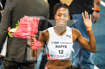 2022-02-17 - Laeticia BAPTE of France celebrates his victory during the World Athletics Indoor Tour, Meeting Hauts-de France Pas de Calais on February 17, 2022 at Arena Stade Couvert in Lievin, France - WORLD ATHLETICS INDOOR TOUR - INTERNATIONALS - ATHLETICS