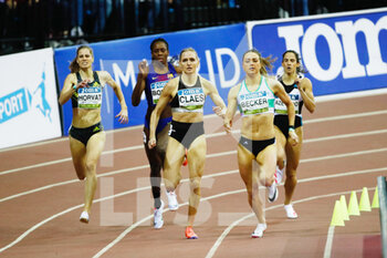 2022-03-02 - Sophie Becker of Ireland, Hanne Claes of Belgium, Anita Horvat of Slovenia during the Women 400 m of the World Athletics Indoor Tour Madrid 2022 on March 2, 2022 at the Polideportivo Gallur in Madrid, Spain -Photo Oscar J Barroso / Spain DPPI / DPPI - WORLD ATHLETICS INDOOR TOUR MADRID 2022 - INTERNATIONALS - ATHLETICS