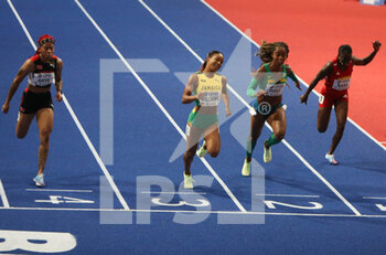 2022-03-18 - Michelle-Lee AHYE of Trinidad, Briana WILLIAMS of Jamaica, Vitoria Cristina ROSA of Brazil, Gina BASS of Gambia, 1/2 Final 60 M Women during the World Athletics Indoor Championships 2022 on March 18, 2022 at Stark Arena in Belgrade, Serbia - WORLD ATHLETICS INDOOR CHAMPIONSHIPS 2022 - INTERNATIONALS - ATHLETICS