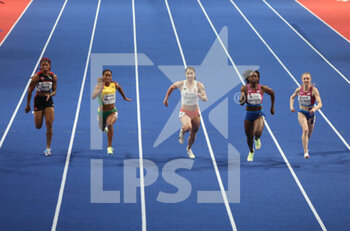 2022-03-18 - Michelle-Lee AHYE of Trinidad, Briana WILLIAMS of Jamaica, Ewa SWOBODA of Poland, Mikiah BRISCO of USA, Marybeth SANT-PRICE of USA, 60 M Women during the World Athletics Indoor Championships 2022 on March 18, 2022 at Stark Arena in Belgrade, Serbia - WORLD ATHLETICS INDOOR CHAMPIONSHIPS 2022 - INTERNATIONALS - ATHLETICS