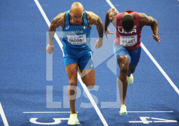 2022-03-19 - Lamont Marcell JACOBS of Italy, Marvin BRACY of USA, Final 60 M Men during the World Athletics Indoor Championships 2022 on March 19, 2022 at Stark Arena in Belgrade, Serbia - WORLD ATHLETICS INDOOR CHAMPIONSHIPS 2022 - INTERNATIONALS - ATHLETICS