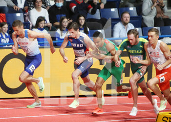 2022-03-20 - Neil GOURLEY of Great Britain, Jakob INGEBRIGTSEN of Norway, Isaac NADER of Portugal, Oliver HOARE of Australia, Michal ROZMYS of Poland, Final 1500M Men during the World Athletics Indoor Championships 2022 on March 20, 2022 at Stark Arena in Belgrade, Serbia - WORLD ATHLETICS INDOOR CHAMPIONSHIPS 2022 - INTERNATIONALS - ATHLETICS