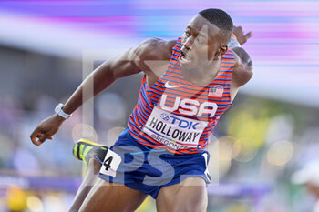 2022-07-17 - Grant Holloway of USA Gold medal competing on Men's 110 metres Hurdles during the World Athletics Championships on July 17, 2022 in Eugene, United States - ATHLETICS - WORLD CHAMPIONSHIPS 2022 - INTERNATIONALS - ATHLETICS