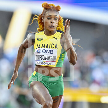 2022-07-17 - Elaine Thompson-Herah of Jamaica Bronze medal competing on Women's 100 metres during the World Athletics Championships on July 17, 2022 in Eugene, United States - ATHLETICS - WORLD CHAMPIONSHIPS 2022 - INTERNATIONALS - ATHLETICS