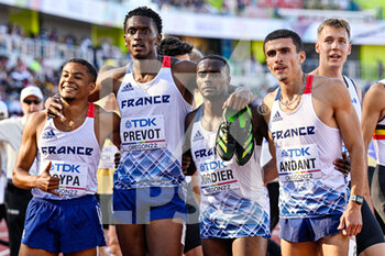 2022-07-23 - Simon Boypa, Loic Prevot, Thomas Jordier, Teo Andant of France competing on Men's 4x 400m relay during the World Athletics Championships on July 23, 2022 in Eugene, United States - ATHLETICS - WORLD CHAMPIONSHIPS 2022 - INTERNATIONALS - ATHLETICS