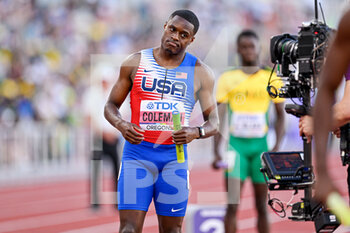 2022-07-23 - Christian Coleman of USA competing on Men's 4x 100m relay during the World Athletics Championships on July 23, 2022 in Eugene, United States - ATHLETICS - WORLD CHAMPIONSHIPS 2022 - INTERNATIONALS - ATHLETICS