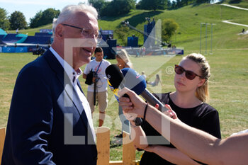 2022-08-10 - 10.8.2022, Munich, Olympiapark, European Championships Munich 2022: Opening press conference, Joachim Herrmann (Bavarian Minister of the Interior, for Sport and Integration) giving interviews - EUROPEAN CHAMPIONSHIPS MUNICH 2022: OPENING PRESS CONFERENCE - INTERNATIONALS - ATHLETICS