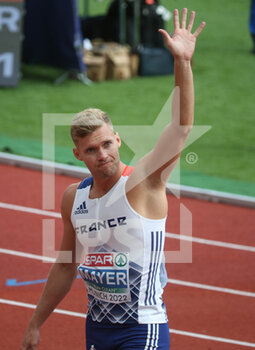 2022-08-15 - Kevin Mayer of France during the Men's Decathlon 100m at the European Championships Munich 2022 on August 15, 2022 in Munich, Germany - EUROPEAN CHAMPIONSHIPS MUNICH 2022 - INTERNATIONALS - ATHLETICS