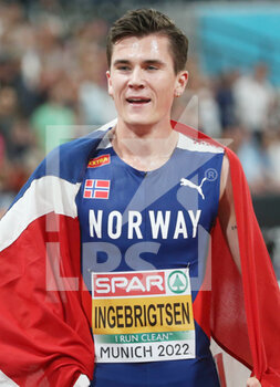 2022-08-17 - Jakob Ingebrigtsen of Norway Gold medal during the Athletics, Men's 5000m at the European Championships Munich 2022 on August 16, 2022 in Munich, Germany - EUROPEAN CHAMPIONSHIPS MUNICH 2022 - INTERNATIONALS - ATHLETICS