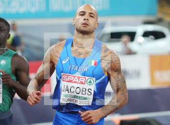 2022-08-17 - Marcell Jacobs of Italy Gold medal during the Athletics, Men's 100m at the European Championships Munich 2022 on August 16, 2022 in Munich, Germany - EUROPEAN CHAMPIONSHIPS MUNICH 2022 - INTERNATIONALS - ATHLETICS