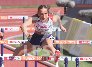 2022-08-17 - Leonie Cambours of France during the Athletics, Women's Heptathlon 100m Hurdles at the European Championships Munich 2022 on August 17, 2022 in Munich, Germany - EUROPEAN CHAMPIONSHIPS MUNICH 2022 - INTERNATIONALS - ATHLETICS