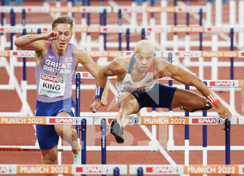 2022-08-17 - Sasha Zhoya of France during the Athletics, Semi-final Men's 110m Hurdles at the European Championships Munich 2022 on August 17, 2022 in Munich, Germany - EUROPEAN CHAMPIONSHIPS MUNICH 2022 - INTERNATIONALS - ATHLETICS
