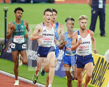 21/08/2022 - Yann Schrub of France, Pietro Riva of Italy, Yemaneberhan Crippa of Italy, Jimmy Gressier of France during the Athletics, Men’s 10 000m at the European Championships Munich 2022 on August 21, 2022 in Munich, Germany - EUROPEAN CHAMPIONSHIPS MUNICH 2022 - INTERNAZIONALI - ATLETICA