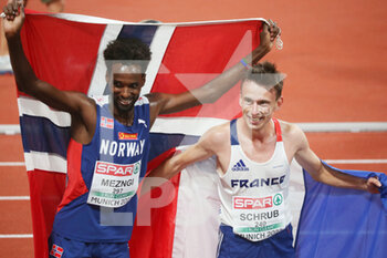 21/08/2022 - Zerei Kbrom Mezngi of Norway Silver medal, Yann Schrub of France Bronze medal during the Athletics, Men’s 10 000m at the European Championships Munich 2022 on August 21, 2022 in Munich, Germany - EUROPEAN CHAMPIONSHIPS MUNICH 2022 - INTERNAZIONALI - ATLETICA