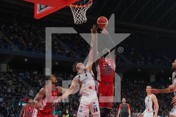 2022-02-20 - Ben Bentil (AX Armani Exchange Olimpia Milano) thwarted by Mike Daum (Bertram Derthona Basket)  - FINAL EIGHT - FINAL - A|X ARMANI EXCHANGE OLIMPIA MILANO VS BERTRAM DERTHONA BASKET - ITALIAN CUP - BASKETBALL