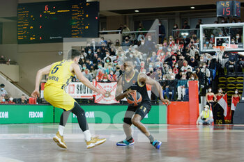 2022-02-25 - Alpha Diallo of Monaco and Ismet Akpinar of Fenerbahce during the Turkish Airlines Euroleague basketball match between AS Monaco Basket and Fenerbahce Beko Istanbul on February 25, 2022 at Salle Gaston Médecin in Monaco - AS MONACO BASKET VS FENERBAHCE BEKO ISTANBUL - EUROLEAGUE - BASKETBALL