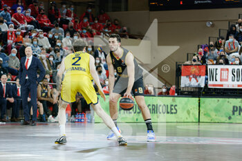 2022-02-25 - Leo Westermann of Monaco and Sehmus Hazer of Fenerbahce during the Turkish Airlines Euroleague basketball match between AS Monaco Basket and Fenerbahce Beko Istanbul on February 25, 2022 at Salle Gaston Médecin in Monaco - AS MONACO BASKET VS FENERBAHCE BEKO ISTANBUL - EUROLEAGUE - BASKETBALL