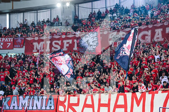 2022-04-22 - Fans of Olympiacos BC during the Turkish Airlines EuroLeague Quorter-Final basketball match between Olympiacos BC and AS Monaco Basket on Apr 22, 2022 at Peace and Friendship Stadium in Athens, Greece - OLYMPIACOS VS AS MONACO - EUROLEAGUE - BASKETBALL
