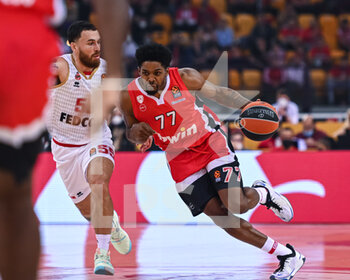 2022-04-22 - Shaquielle McKissic of Olympiacos BC in action against Mike James of AS Monaco Basket during the Turkish Airlines EuroLeague Quorter-Final basketball match between Olympiacos BC and AS Monaco Basket on Apr 22, 2022 at Peace and Friendship Stadium in Athens, Greece - OLYMPIACOS VS AS MONACO - EUROLEAGUE - BASKETBALL