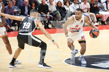 2022-10-07 - \0\(R)  thwarted by Iffe Lundberg (Segafredo Virtus Bologna) during the Euroleague basketball championship match Segafredo Virtus Bologna Vs. AS Monaco - Bologna, October 7, 2022 at Paladozza sport palace - VIRTUS BOLOGNA VS AS MONACO - EUROLEAGUE - BASKETBALL