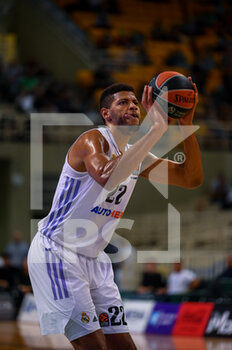 06/10/2022 - Edy Tavares of Real Madrid shooting a free throw during the Turkish Airlines Euroleague Basketball match between Panathinaikos Athens BC and Real Madrid at OAKA ALTION Arena on October 6, 2022 in Athens, Greece. - PANATHINAIKOS VS REAL MADRID - EUROLEAGUE - BASKET