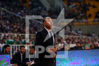 2022-10-06 - Chus Mateo head coach of Real Madrid in action during the Turkish Airlines Euroleague Basketball match between Panathinaikos Athens BC and Real Madrid at OAKA ALTION Arena on October 6, 2022 in Athens, Greece. - PANATHINAIKOS VS REAL MADRID - EUROLEAGUE - BASKETBALL