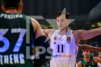 06/10/2022 - Mario Hezonja of Real Madrid in action during the Turkish Airlines Euroleague Basketball match between Panathinaikos Athens BC and Real Madrid at OAKA ALTION Arena on October 6, 2022 in Athens, Greece. - PANATHINAIKOS VS REAL MADRID - EUROLEAGUE - BASKET