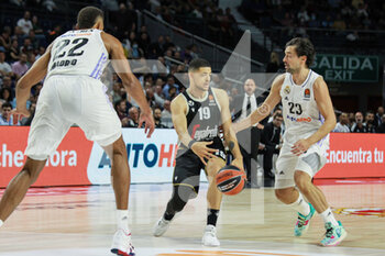 2022-10-27 - Walter Samuel Tavares da Veiga of Real Madrid, Iffe Lundberg of Bologna and Sergio Llull Melia of Real Madrid during the Turkish Airlines Euroleague basketball match between Real Madrid and Virtus Segafredo Bologna on October 27, 2022 at Wizink Center in Madrid, Spain - BASKETBALL - EUROLEAGUE - REAL MADRID V BOLOGNA - EUROLEAGUE - BASKETBALL