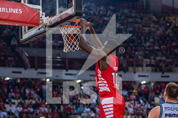 2022-11-04 - #10 MOUSTAPHA FALL of Olympiacos Piraeus during the Euroleague, Round 6 match between Olympiacos Piraeus vs Valencia Basket at Peace And Friendship Stadium on November 4, 2022 in Athens, Greece. - OLYMPIACOS BC VS VALENCIA BASKET - EUROLEAGUE - BASKETBALL
