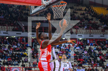 2022-12-09 - #10 MOUSTAPHA FALL of Olympiacos Piraeus during the Euroleague, Round 12, match between Olympiacos Piraeus and Virtus Segafredo Bologna at Peace And Friendship Stadium on December 9, 2022 in Athens, Greece. - OLYMPIACOS PIRAEUS VS VIRTUS SEGAFREDO BOLOGNA - EUROLEAGUE - BASKETBALL
