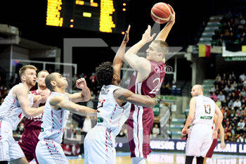2022-02-25 - Andrejs GRAZULIS (24) of Latvia during the FIBA World Cup 2023, European qualifiers, 1st round Group A Basketball match between Belgium and Latvia on February 25, 2022 at the Mons Arena in Mons, Belgium - FIBA WORLD CUP 2023, EUROPEAN QUALIFIERS, 1ST ROUND GROUP A - BELGIUM VS LATVIA - INTERNATIONALS - BASKETBALL