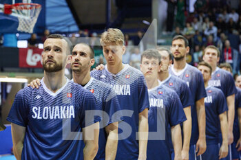2022-06-30 - Slovakia Team during the FIBA Basketball World Cup 2023 Qualifiers, 1st round Group A, between Belgium and Slovakia on June 30, 2022 at the Mons Arena in Mons, Belgium - BASKETBALL - FIBA BASKETBALL WORLD CUP 2023 QUALIFIERS - BELGIUM V SLOVAKIA - INTERNATIONALS - BASKETBALL