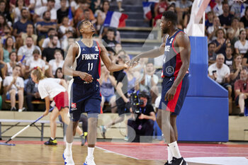 2022-07-04 - Theo MALEDON (11) of France, Mouhammadou JAITEH (14) of France during the FIBA Basketball World Cup 2023 Qualifiers, 1st round Group E, between France and Hungary on July 4, 2022 at the Vendespace in Mouilleron-le-Captif, France - BASKETBALL - FIBA BASKETBALL WORLD CUP 2023 QUALIFIERS - FRANCE V HUNGARY - INTERNATIONALS - BASKETBALL