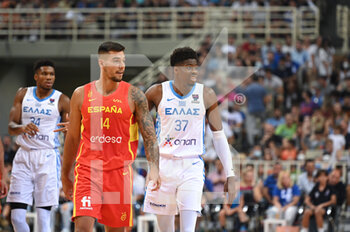09/08/2022 - KOSTAS ANTETOKOUNMPO #37 of Greek Basketball Team with WILLY HERNANGOMEZ #14 react during the friendly match between the Greek National Team and the Spanish National Team at OAKA Stadium on August 9, 2022 in Athens, Greece. - FRIENDLY MATCH - GREECE VS SPAIN - INTERNAZIONALI - BASKET