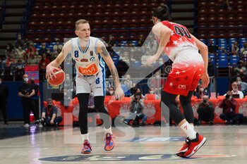 2022-04-16 - Arnas Velička (GeVi Basket Napoli) and Davide Alviti (AX Armani Exchange Olimpia Milano)  - A|X ARMANI EXCHANGE MILANO VS GEVI NAPOLI - ITALIAN SERIE A - BASKETBALL