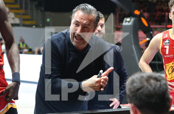 2022-05-15 - Luca Banchi (head coach of Carpegna Prosciutto Pesaro) during game 1 of the playoffs of the Italian basketball championship series A1 Segafredo Virtus Bologna Vs. Carpegna Prosciutto Pesaro at the Segafredo Arena - Bologna, May 15, 2022 - Photo: Michele Nucci - PLAYOFF - VIRTUS SEGAFREDO BOLOGNA VS CARPEGNA PROSCIUTTO PESARO - ITALIAN SERIE A - BASKETBALL