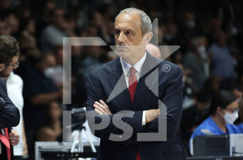 2022-06-08 - Ettore Messina (head coach of Armani Exchange Milano) during game 1 of the finals of the championship playoffs Italian basketball series A1 Segafredo Virtus Bologna Vs. Armani Exchange Olimpia Milano at the Segafredo Arena - Bologna, June 8, 2022 - Photo: Michele Nucci - VIRTUS SEGAFREDO BOLOGNA VS AX ARMANI EXCHANGE MILANO - ITALIAN SERIE A - BASKETBALL