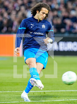 2022-04-28 - Matteo Guendouzi of Olympique Marseille warms up prior to the UEFA Europa Conference League, Semi-finals, 1st leg football match between Feyenoord and Olympique de Marseille on April 28, 2022 at de Kuip in Rotterdam, Netherlands - FEYENOORD VS OLYMPIQUE DE MARSEILLE - UEFA CONFERENCE LEAGUE - SOCCER