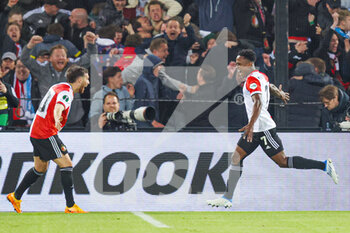 2022-04-28 - Luis Sinisterra of Feyenoord celebrates after scoring their teams second goal during the UEFA Europa Conference League, Semi-finals, 1st leg football match between Feyenoord and Olympique de Marseille on April 28, 2022 at de Kuip in Rotterdam, Netherlands - FEYENOORD VS OLYMPIQUE DE MARSEILLE - UEFA CONFERENCE LEAGUE - SOCCER