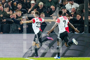 2022-04-28 - Cyriel Dessers of Feyenoord celebrating goal during the UEFA Europa Conference League, Semi-finals, 1st leg football match between Feyenoord and Olympique de Marseille on April 28, 2022 at de Kuip in Rotterdam, Netherlands - FEYENOORD VS OLYMPIQUE DE MARSEILLE - UEFA CONFERENCE LEAGUE - SOCCER