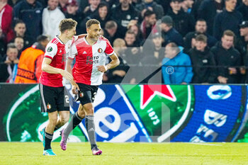 2022-04-28 - Cyriel Dessers of Feyenoord celebrating goal during the UEFA Europa Conference League, Semi-finals, 1st leg football match between Feyenoord and Olympique de Marseille on April 28, 2022 at de Kuip in Rotterdam, Netherlands - FEYENOORD VS OLYMPIQUE DE MARSEILLE - UEFA CONFERENCE LEAGUE - SOCCER