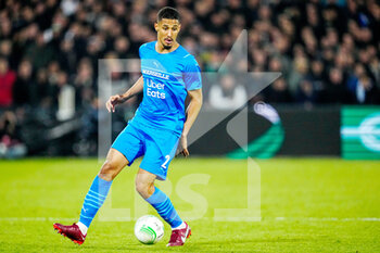 2022-04-28 - William Saliba of Olympique Marseille during the UEFA Europa Conference League, Semi-finals, 1st leg football match between Feyenoord and Olympique de Marseille on April 28, 2022 at de Kuip in Rotterdam, Netherlands - FEYENOORD VS OLYMPIQUE DE MARSEILLE - UEFA CONFERENCE LEAGUE - SOCCER