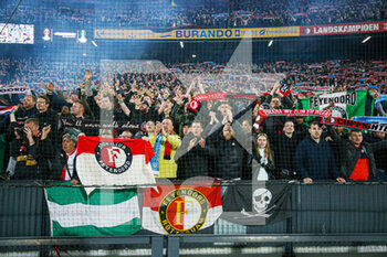 2022-04-28 - Feyenoord fans, supporters during the UEFA Europa Conference League, Semi-finals, 1st leg football match between Feyenoord and Olympique de Marseille on April 28, 2022 at de Kuip in Rotterdam, Netherlands - FEYENOORD VS OLYMPIQUE DE MARSEILLE - UEFA CONFERENCE LEAGUE - SOCCER