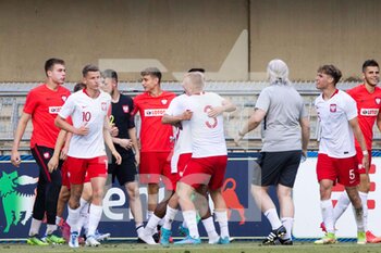 2022-06-07 - Maksymilan Tkocz of Poland U20 celebrates with his teammates after scoring the victory goal during the International Friendly match between Italy U20 and Poland U20 at Stadio Riviera delle Palme on June 7, 2022 in San Benedetto del Tronto, Italy. ©Photo: Cinzia Camela. - U20 ITALY VS POLAND - OTHER - SOCCER