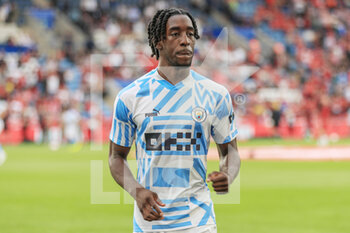2022-07-30 - Joshua Wilson-Esbrand (97) of Manchester City warms up during the English Super Cup, FA Community Shield, football match between Liverpool and Manchester City on July 30, 2022 at the King Power Stadium in Leicester, England - FOOTBALL - COMMUNITY SHIELD - LIVERPOOL V MANCHESTER CITY - OTHER - SOCCER