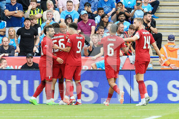 2022-07-30 - Trent Alexander-Arnold (66) of Liverpool celebrates his goal 1-0 during the English Super Cup, FA Community Shield, football match between Liverpool and Manchester City on July 30, 2022 at the King Power Stadium in Leicester, England - FOOTBALL - COMMUNITY SHIELD - LIVERPOOL V MANCHESTER CITY - OTHER - SOCCER